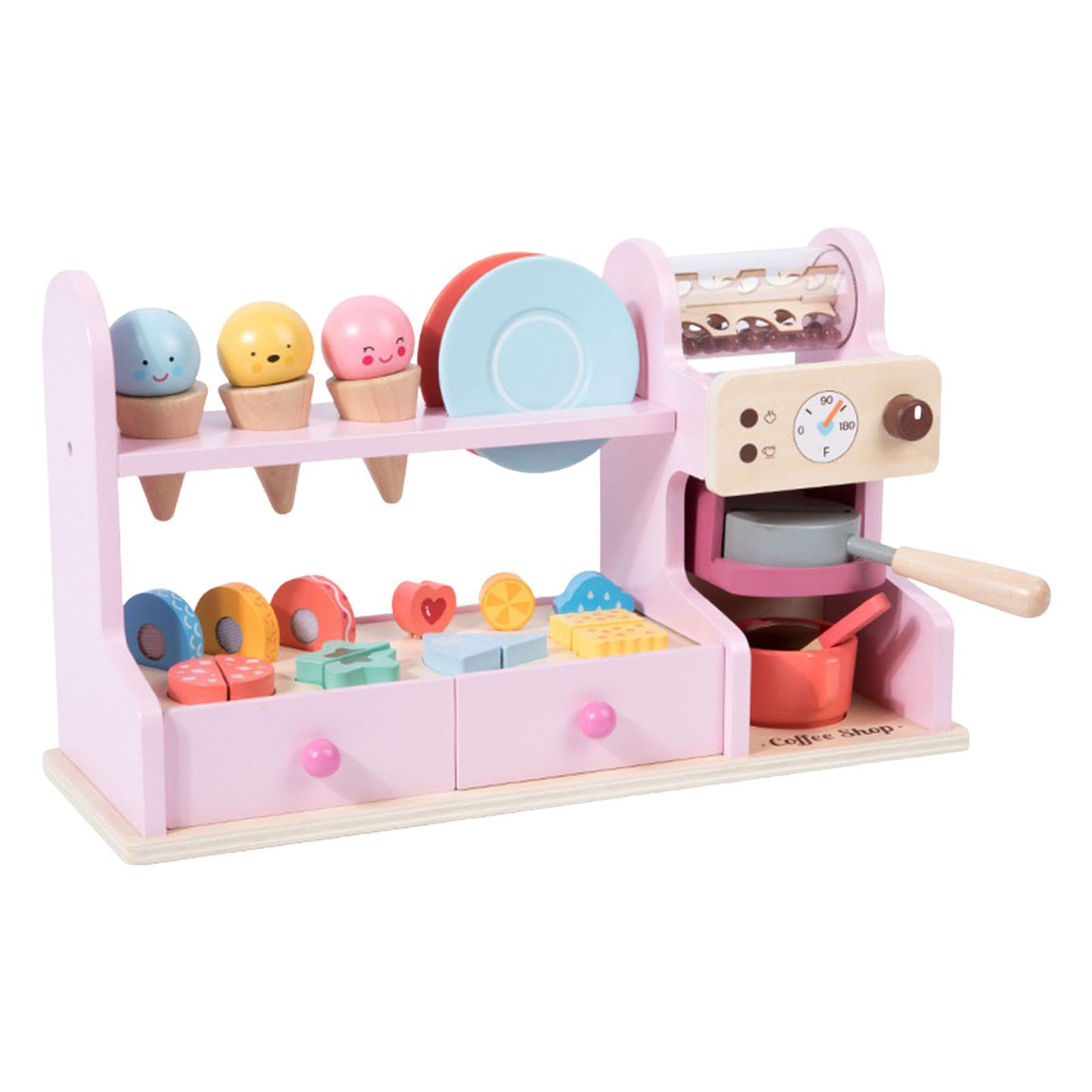 Giocattolo in Legno a Forma di Gelateria, Bancone del Gelato per Bambini E Bambine dai 3 Anni in su, Rosa