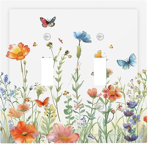 Miniatura 103 de Cubiertas de Interruptor de Luz de Palanca Simple con Diseño Abstracto de Sol Amanecer Retro, Placa Decorativa Arcoíris Atardecer de 1 Gang, Placa