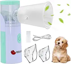 Nebulizador portátil para cães com máscara, nebulizador de malha portátil para cães, baixo ruído, operado por USB para uso doméstico e escritório, adequado para problemas respiratórios de