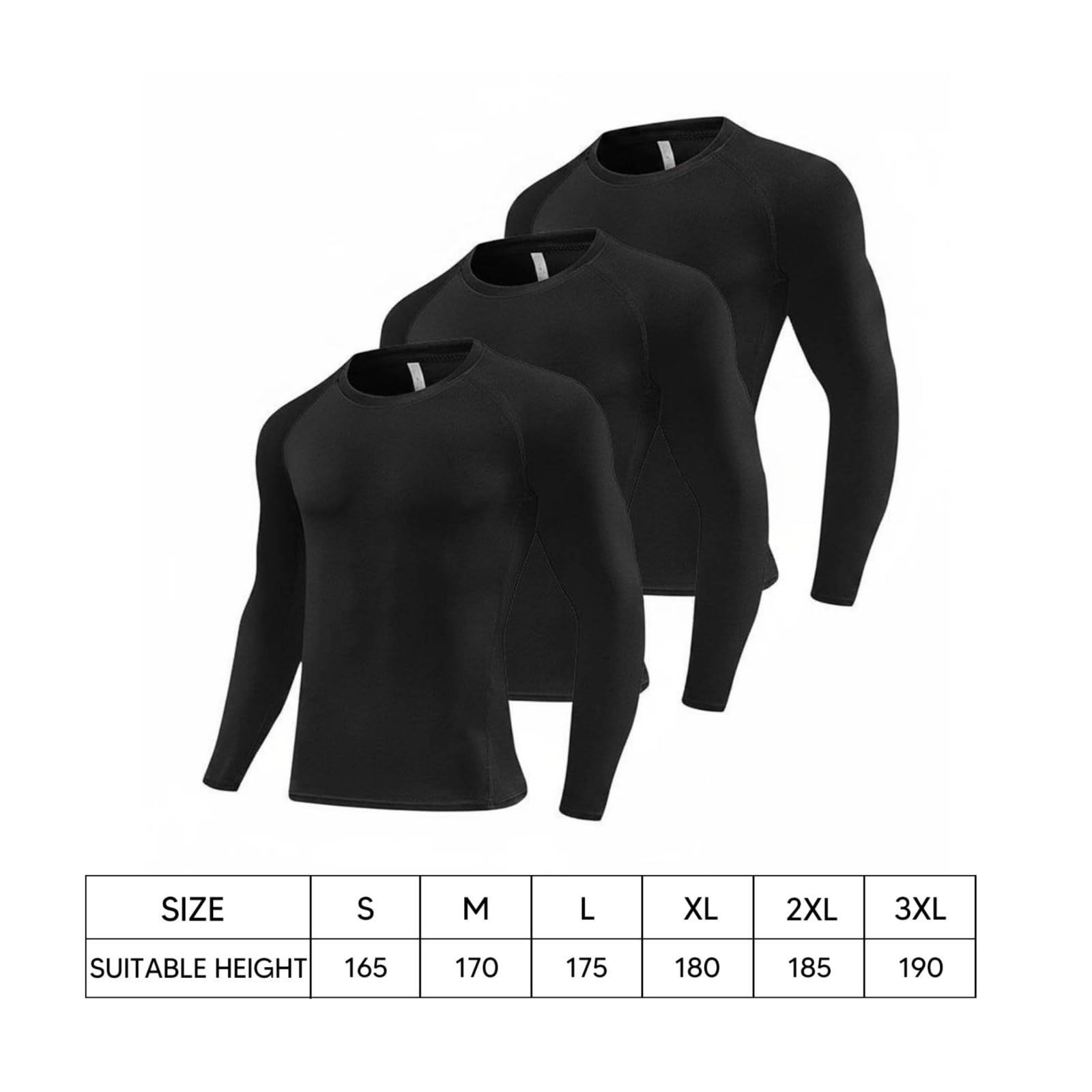 T-Shirt de Compression à Manches Longues Respirant Haut de Fitness à Manches Longues Coupe Ergonomique Maillot pour Hommes, Athlètes, Black L