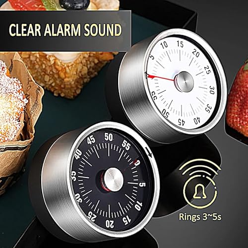 Kitchen Timer Magnetic - Visual Timer For Kids, 60-Minute Visual Countdown Timer With Loud Alarm, Magnetic Back & Stainless Steel Face, Kitchen Timer Manual For Cooking, Toddlers, Working, Study Etc. #TOP2