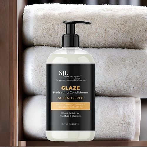 Miniatura 3 de SJL Glaze, acondicionador hidratante, mantequilla de mango infundida y aceite de coco orgánico, proteína de trigo, sin sulfatos, humedad y
