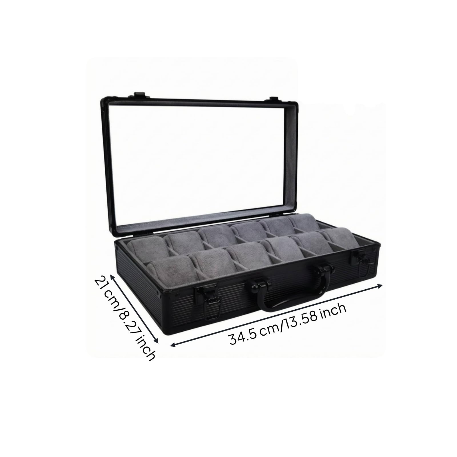 Scatola per Orologi con Divisori, 12 Slot Nero