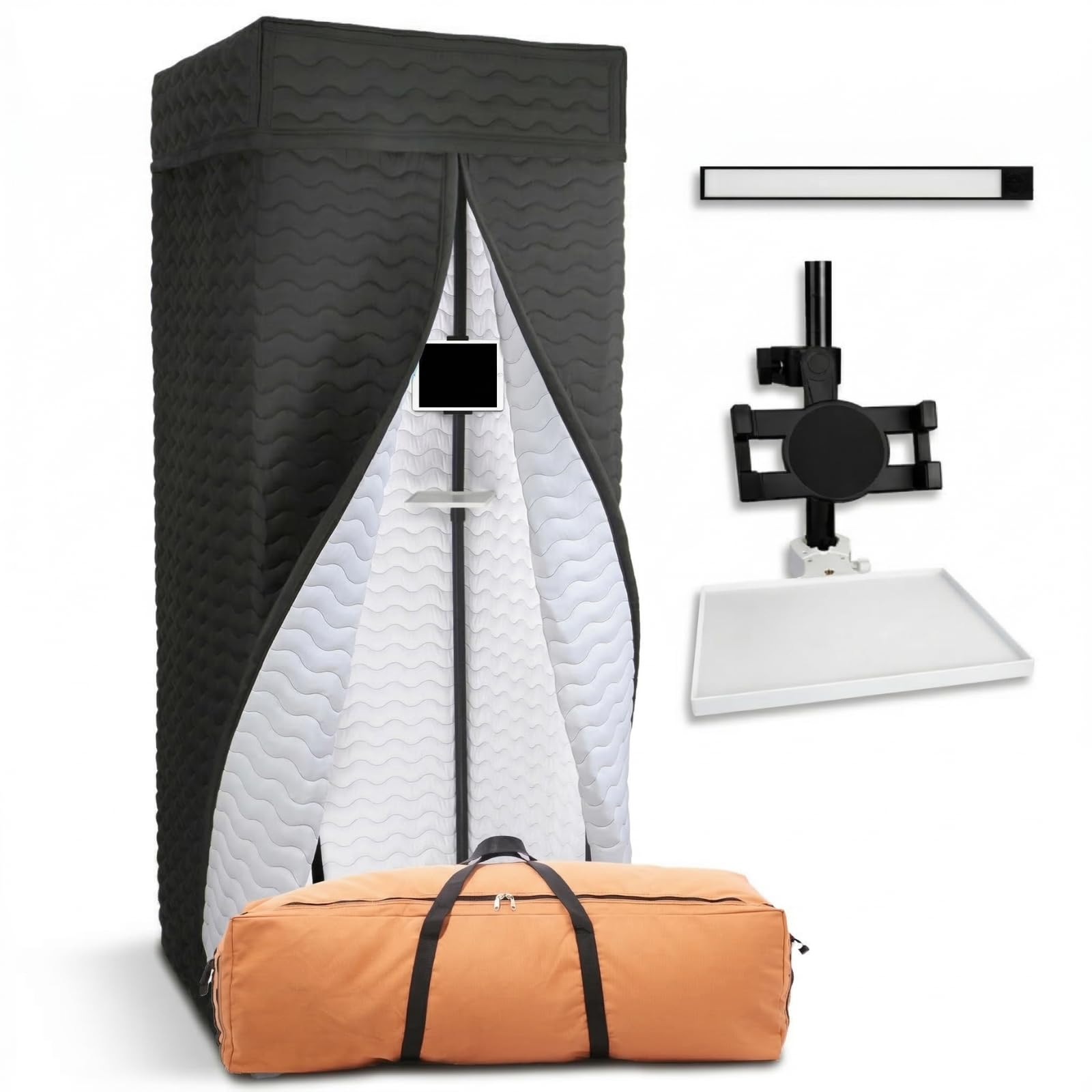Portable Vocal Booth for Home Studio, Echo-Free Recording Booth for Voice Over, Podcast & Singing, 360° Reverb Isolation with Acoustic Blankets for Studio-Grade Sound