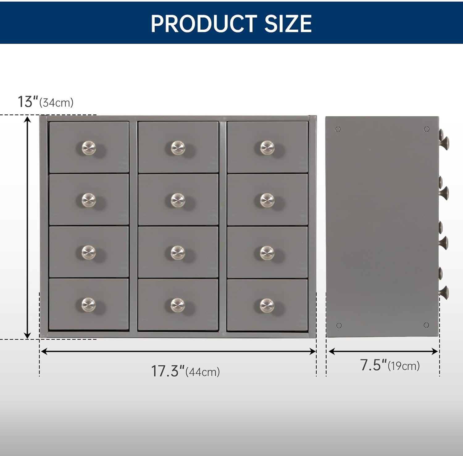 Heavy Duty 12-Drawer Metal Parts Cabinet,Corrosion-Resistant Bolt Nut Organizer for Workshop Garage Office,Modular&Stackable Design, No Assembly
