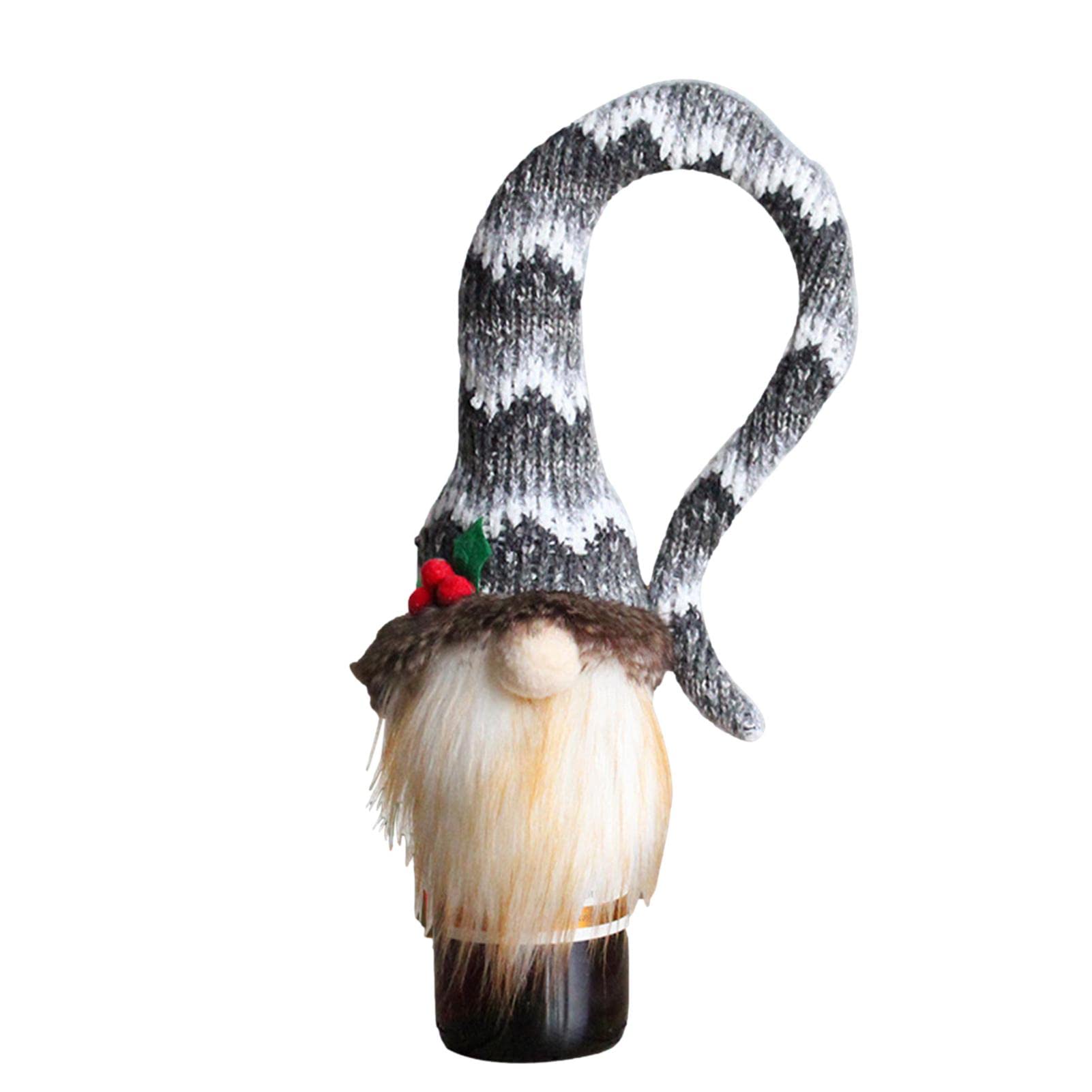 Christmas Gnomes Wine Bottle Topper Covers, Vintage Plaid Checked Wine Bottle Cover For Dining Table Decorations, Wine Bottle Decorations, Holiday Home Christmas Decorations Gift Earlyad