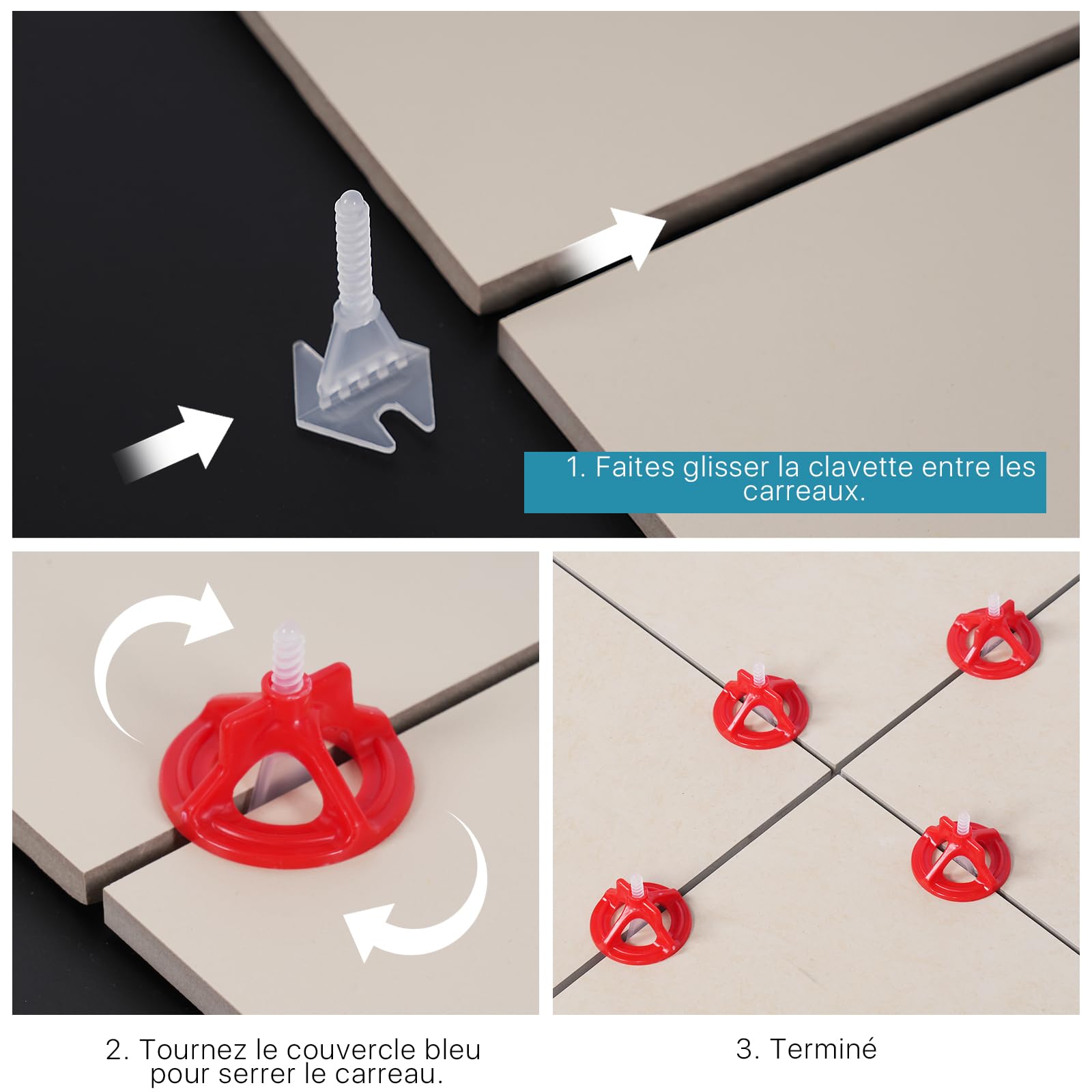 Set professionale di livellamento piastrelle 500base, distanziatori anti-scivolo per piastrelle da parete e bagno, 3mm (1/8”) strumenti di allineamento e spaziatura di precisione (3mm)