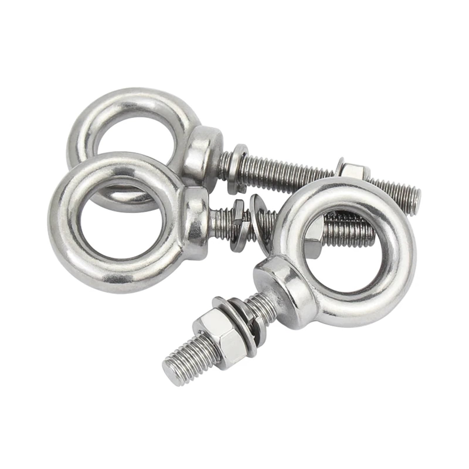 Pernos de Ojo de Acero CáNcamos Juego de pernos ojo anillo M3 M4 M5 M6 M8 con arandelas y tuercas retención, extendidos acero inoxidable 304, tornillos elevación marino(M3x15mm 2sets)
