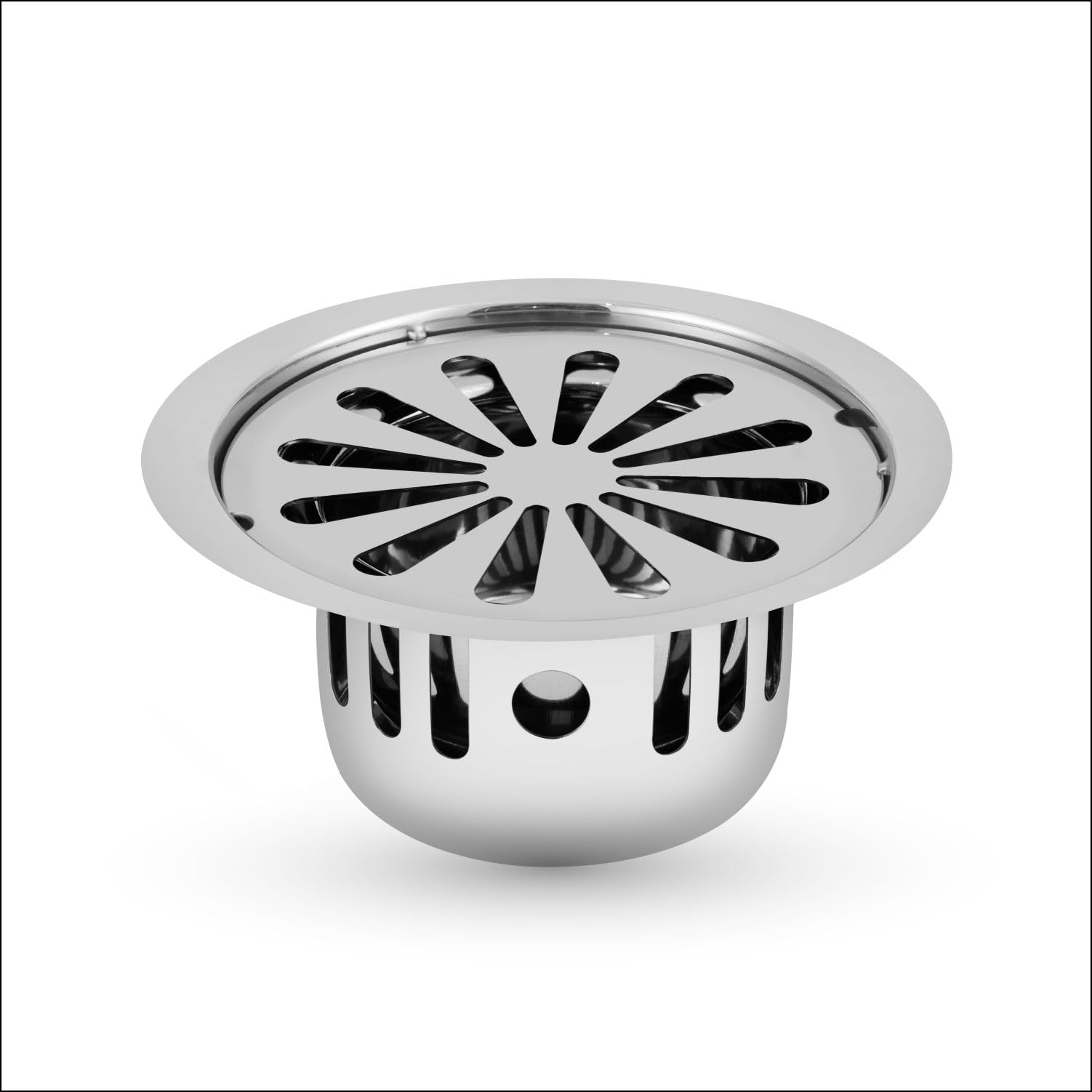 Sanjay Chilly Floor Drain Cockroach Trap 5 Inch Cover Jali Stainless Steel 304 Grade Waste Water Drainer Sink Bathtub Washbasin Kitchen & Toilet Bathroom Gratings (Round Ezee Silver 5 INCH)