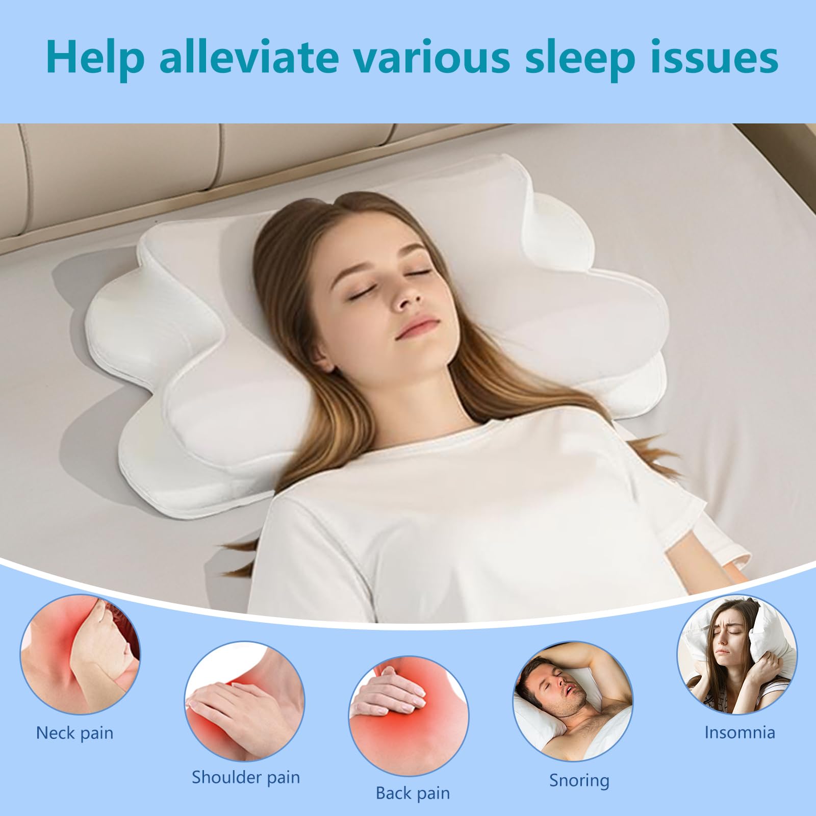 Nackenkissen Kopfkissen,Memory Foam Kissen, Nackenstützkissen,60x41x9/13cm | Ergonomisches Seitenschläferkissen Orthopädisches Kissen für Seiten, Rücken & Bauchschläfer
