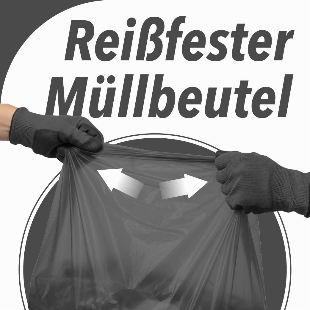 G.I.V. Stabile reißfeste Müllbeutel 10x 120L Fassungsvolumen 30 µ - 20 Stück pro Rolle - schwarze Abfallsäcke 70x110cm flüssigkeitsdicht & recyclingfähig - Restmüll in Haushalt, Gastronomie, Industrie