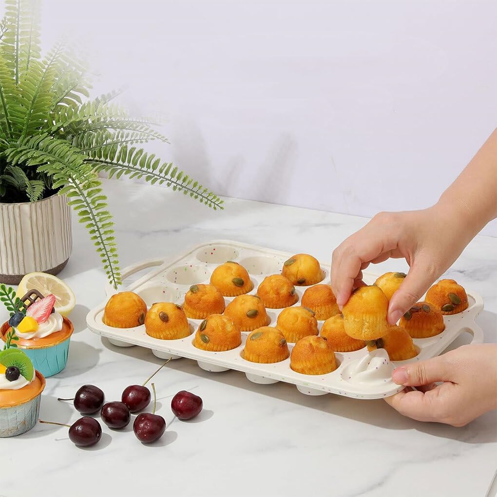 Mini molde para muffins de silicona sin BPA para una limpieza fácil y un horneado más saludable, Mini molde para muffins de silicona, Gel de sílice, color arroz
