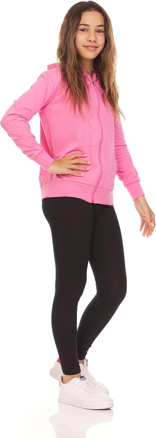 Pink Angel Little & Big Girls Zip Up Hoodie, Kids Full Zipper Hooded Fashion Sweatshirt