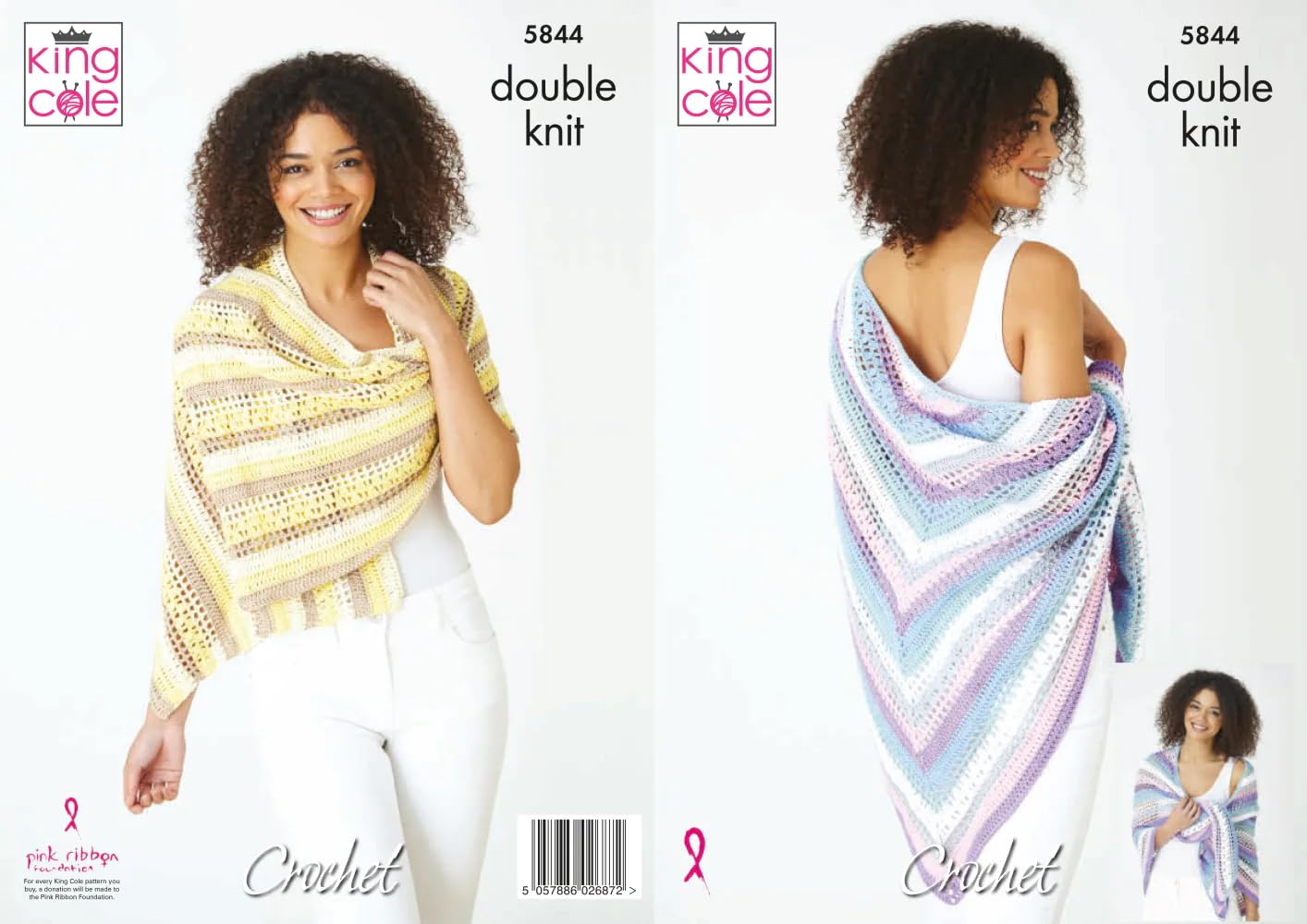 King Cole Women's Cottonsmooth Dk Crochet Pattern 5844, Shawls, Wraps For One Size