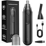 Nose Hair Trimmer for Men Rechargeable: 2024 Painless Rechargeable Nose Hair Trimmer IPX7 Waterproof, Dual Edge Blades Eyebrow & Facial Trimmer for Men for Easy Cleansing, Black