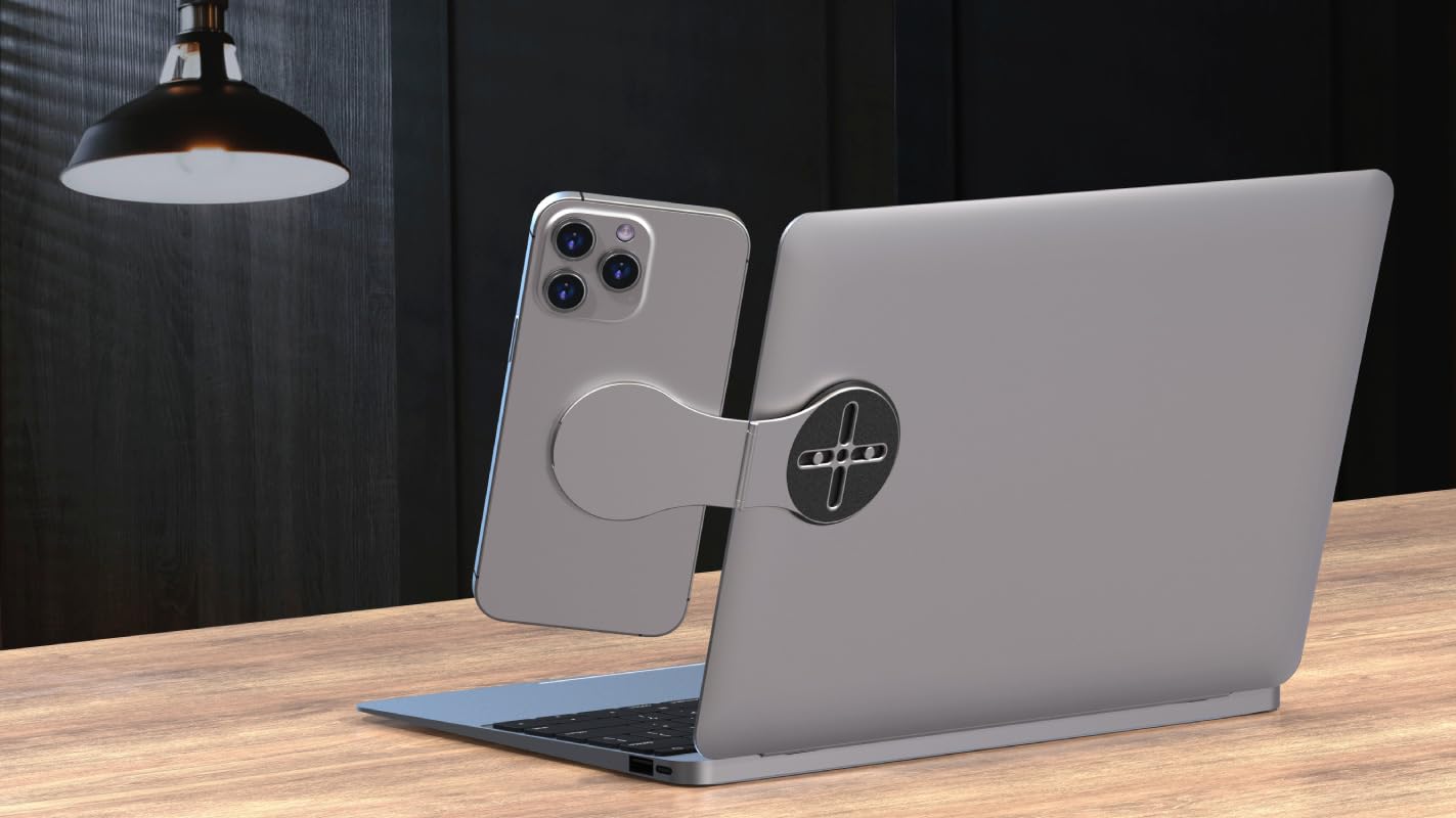 Magnetic Phone Holder for Laptop for MagSafe for All Phones, 180°Adjustable Phone Side Mount for Computer Monitor for Tesla, Desktop Cell Phone Bracket (Black)-image-13