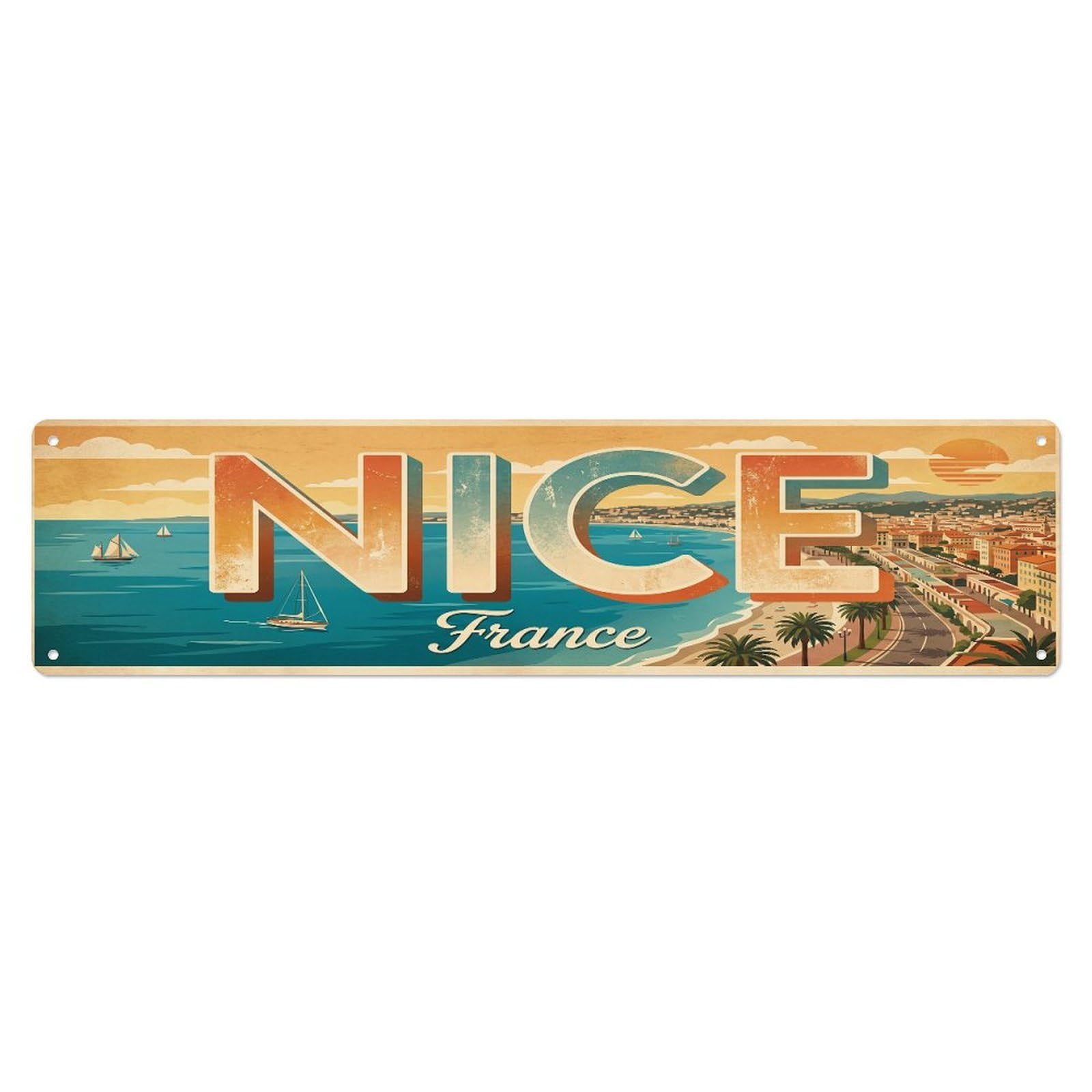 Retro Travel Nice France Metal Tin Sign