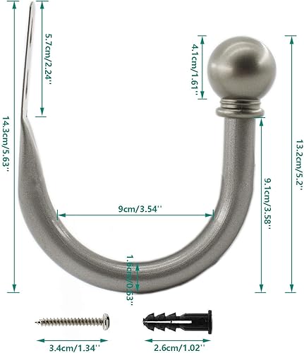 Miniatura 9 de ULIFESTAR - Soportes decorativos para cortinas, ganchos para colgar en la pared, para dormitorio, sala de estar, oficina con tornillos de