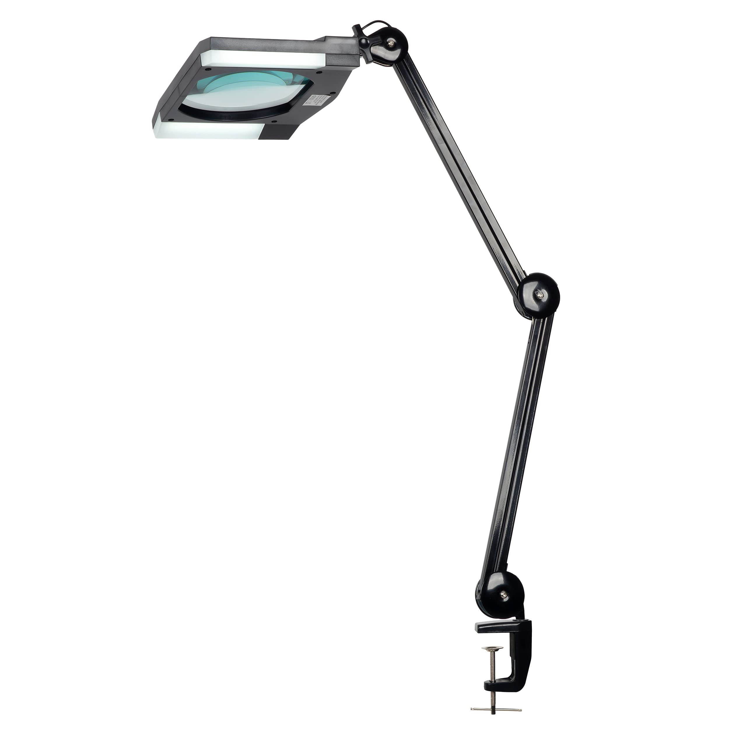 SEMPLIX Lampa LED z lupą, 60 diod LED, czarna (soczewka 189 mm x 157 mm/zacisk stołowy)