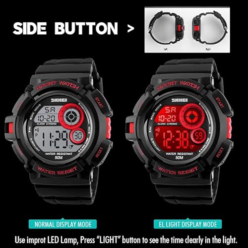 Fanmis Military Multi Function Digital Led Quartz Watch Water Resistant Electronic Sport Watches Red #TOP4