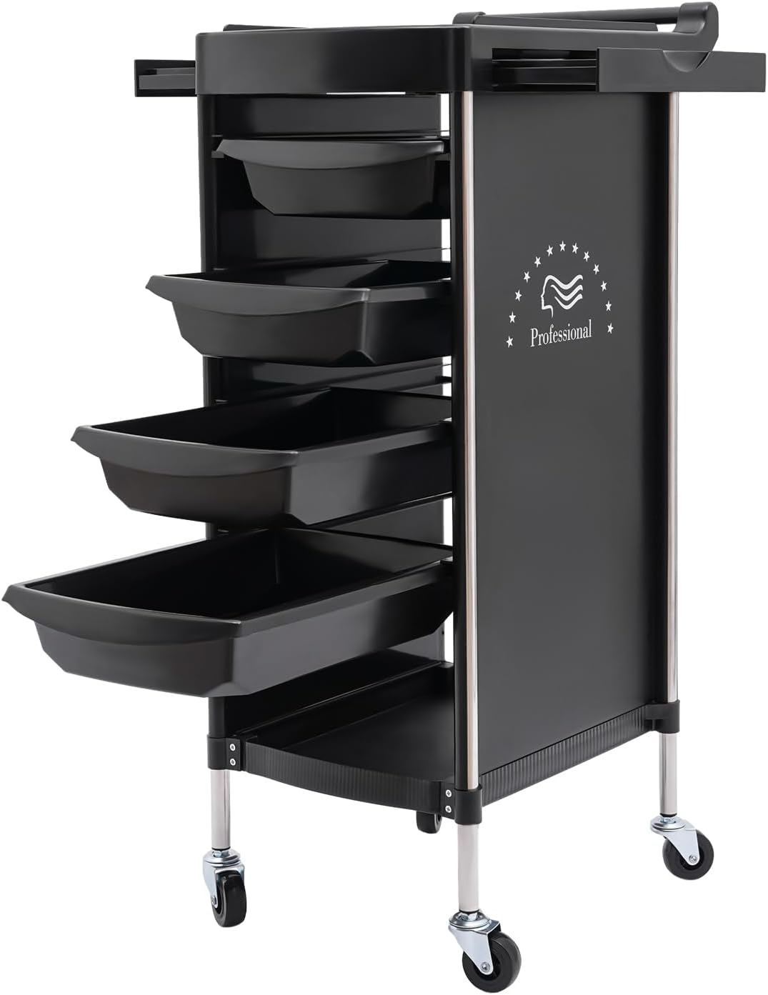 Salon Trolley, 6-Tier Multi-Functional Salon Trolley Cart, Beauty Cart, Hair Cart with Wheels,for Extra Storage,Space Saving Salon Cart (Black)