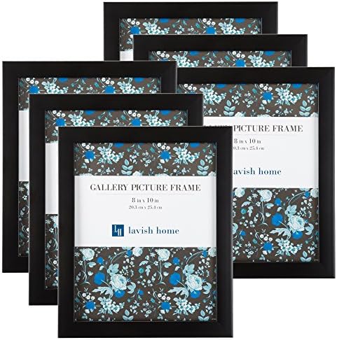 Picture Frame Set, 8x10 Frames Pack For Picture Gallery Wall With Stand and Hanging Hooks, Set of 6 By Lavish Home (Black)