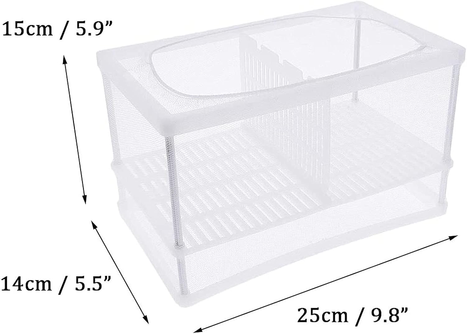 Aquarium Fish Breeder Box, Fish Isolation Box, Hatching Box, Juvenile Fish Spawning Incubator, Water Isolation Net Hatcher, Nylon Mesh Fish Fry Hatchery Breeder Box Separation Net（White L）