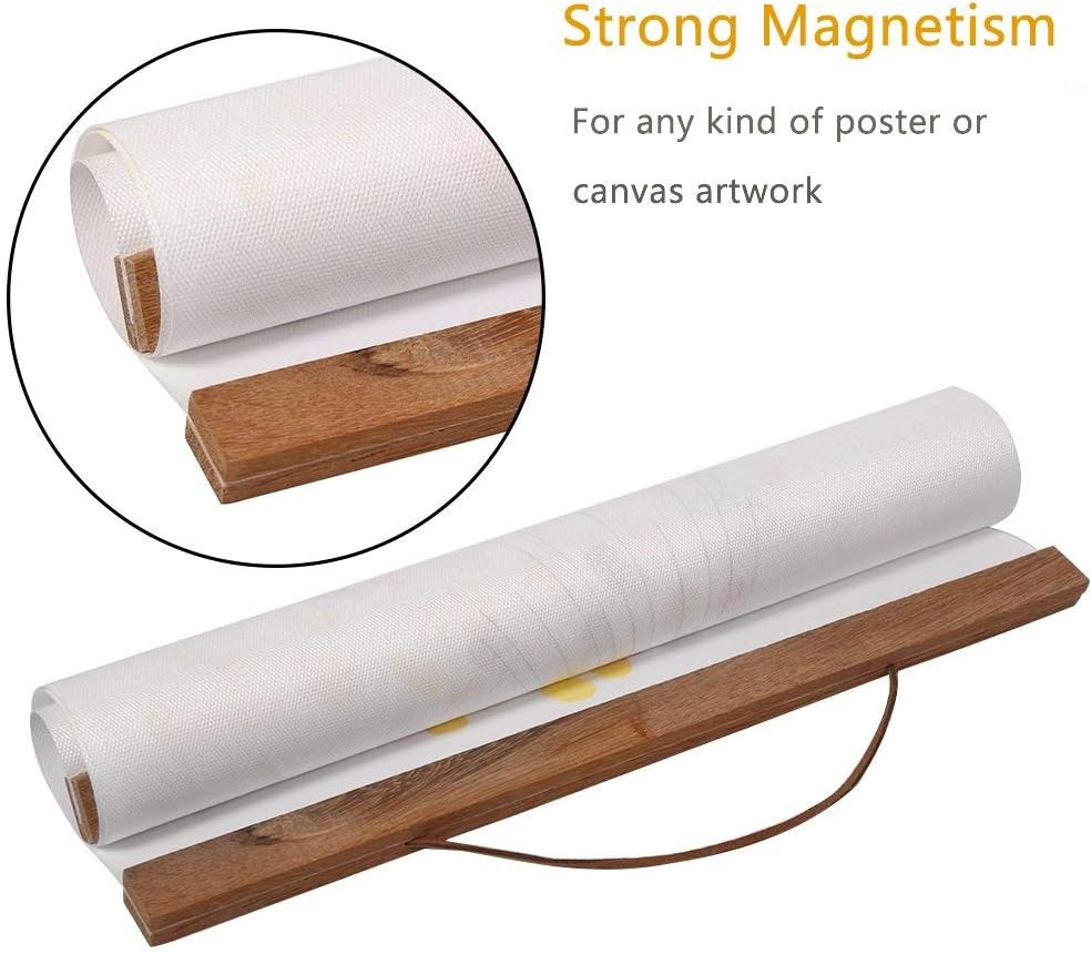 Magnetic Photo Frame Natural Wooden Frame Picture Poster Artwork Canvas Hanger for Home Decoration Wall Hanger Teak Wood -20inch