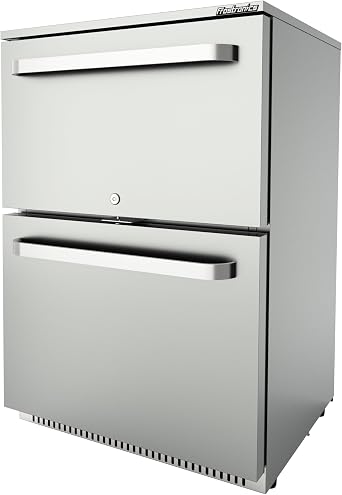 24-Inch 136 cans Outdoor Drawer Refrigerator, 4.7 cu. ft. Built-In Outdoor Drawer Beverage Cooler, 26F Outdoor Drawer Beverage Refrigerator, SUS304, Dual Mode Lockable, ETL Certified