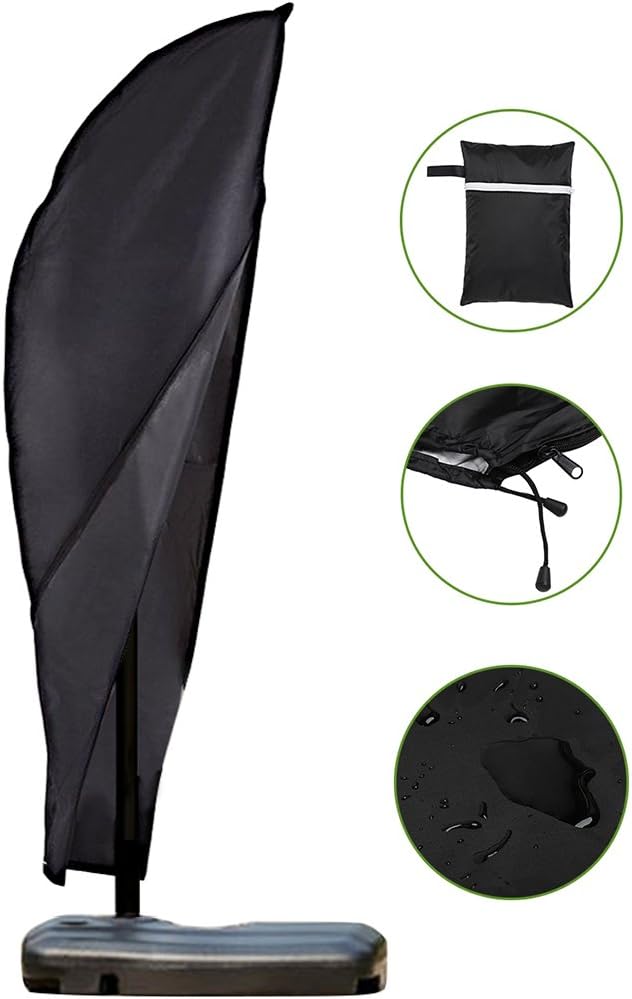 Scorpiuse Patio Offset Umbrella Cover with Zipper Waterproof Fits 9ft to 11ft Cantilever Parasol Outdoor Banana Umbrellas