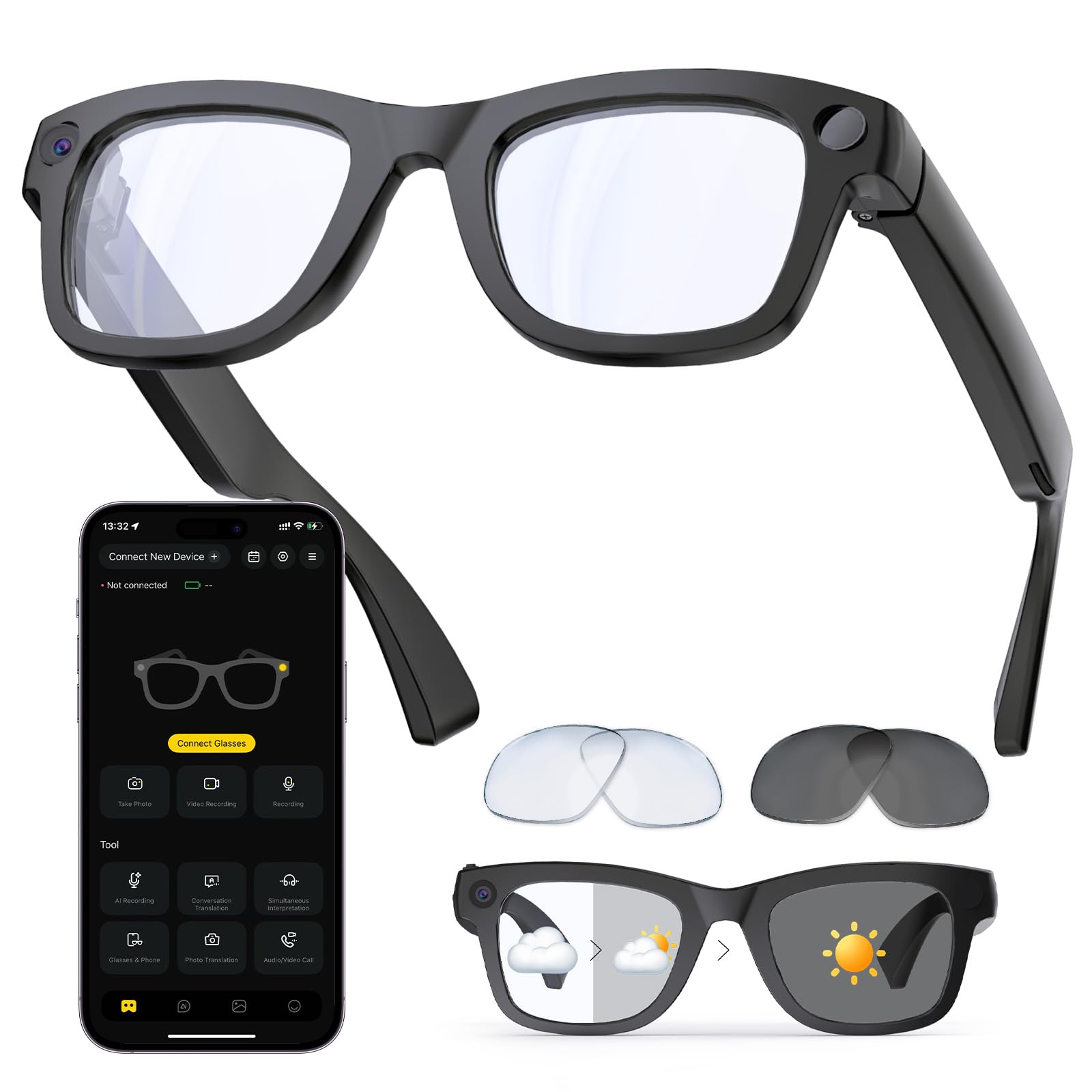 AI Smart Glasses, 8MP Camera Glasses and Audio, AI Translation Sunglasses for Men & Women, Bluetooth Glasses with Voice/Calling, 8 Hours of Music, Photochromic Lenses-picture-32