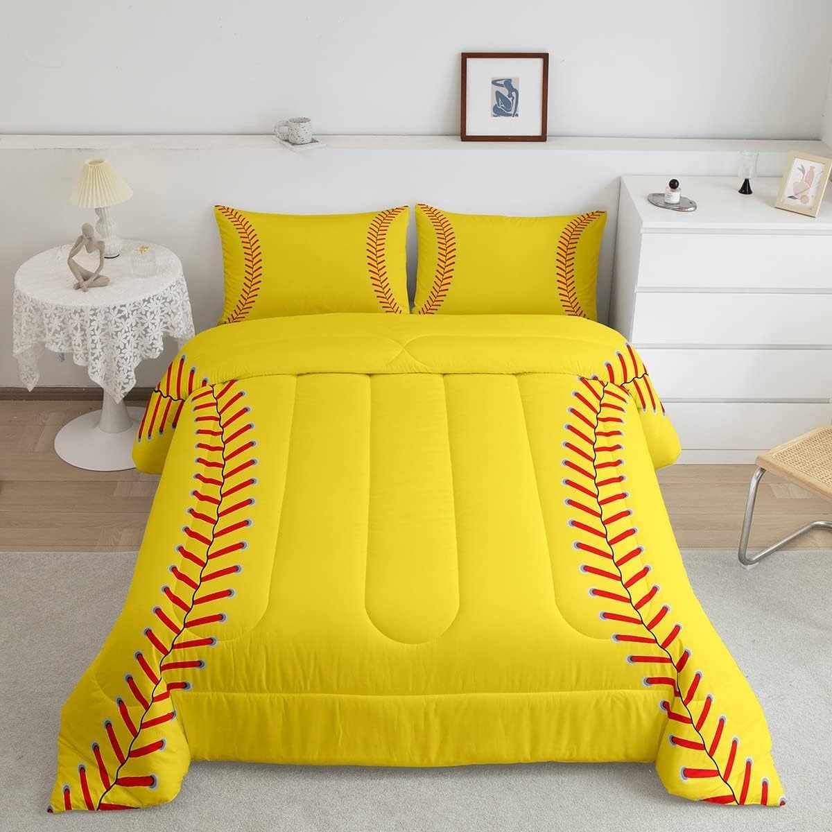 Feelyou Softball Bedding Set Toddler Size for Kids Boys Girls 3Pcs