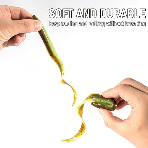 Miniatura 5 de Dr.Fish Paquete de 5 señuelos de arena suave de agua salada de 6 pulgadas, 38 onzas, cebo de gusano de natación, señuelos de pesca, cebos de