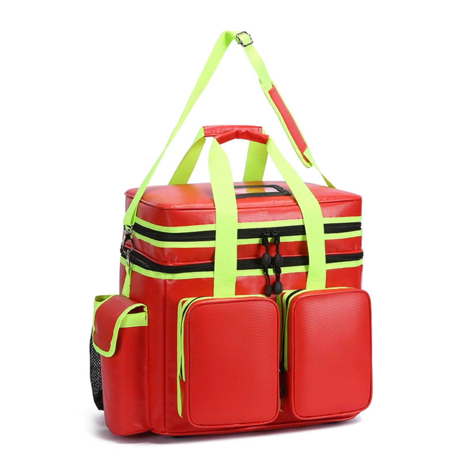 Zaino Ambulanza Trasporto Comodo Zaino Medico Impermeabile Tessuto Oxford Borsa Soccorso Grande per Soccorritori, Rosso