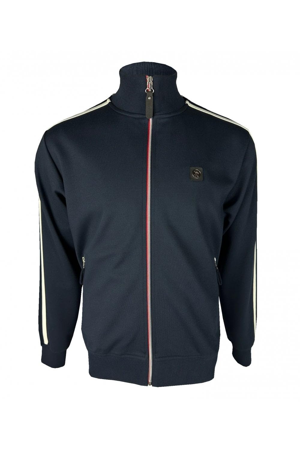 Trojan Men's Navy Twin-Stripe Contrast Zip Long-Sleeved Track Top - Tr/9050