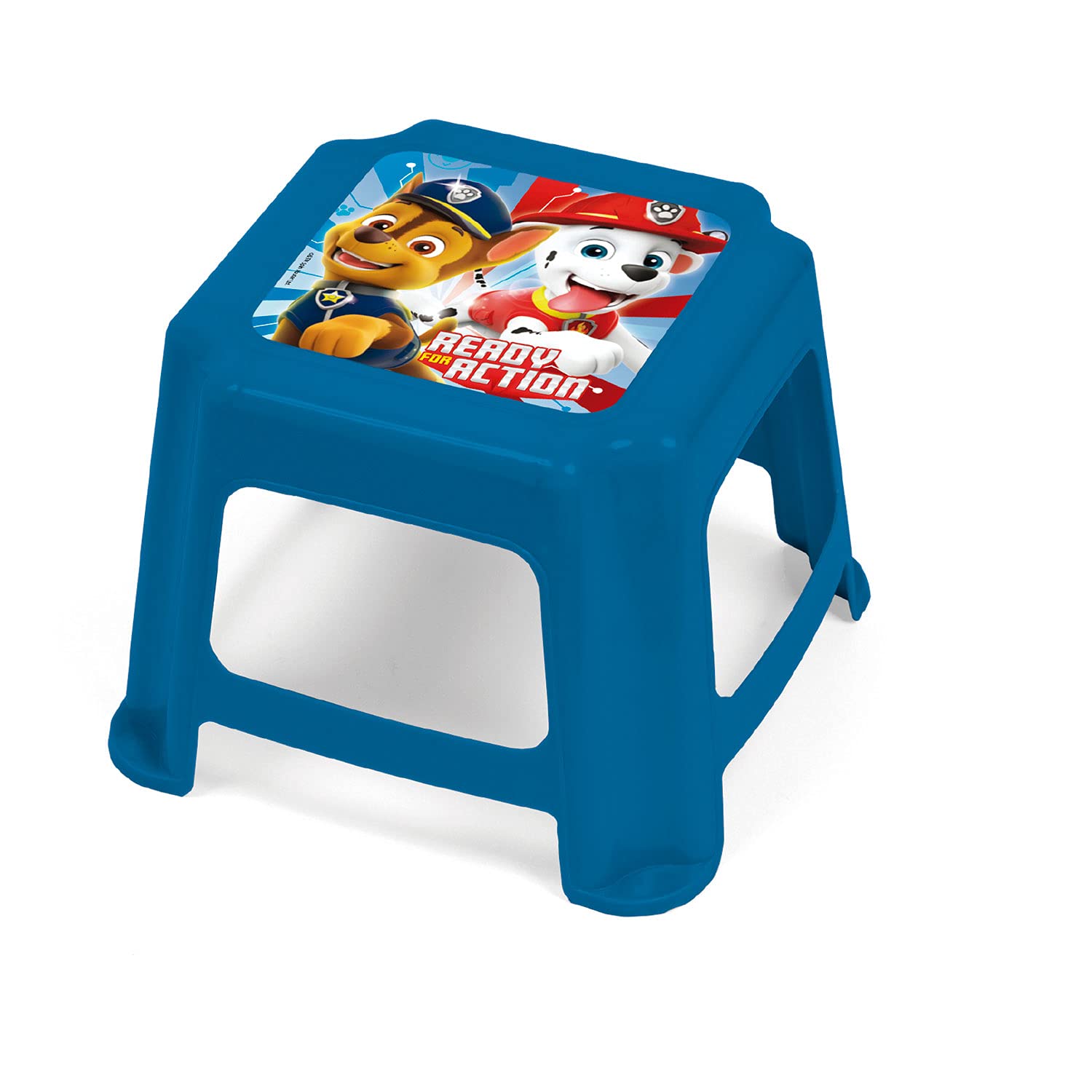 ARDITEX Taburete Bajo Infantil Apilable de La Patrulla Canina, Asiento Plástico para Niños, 27x27x21 cm, Azul