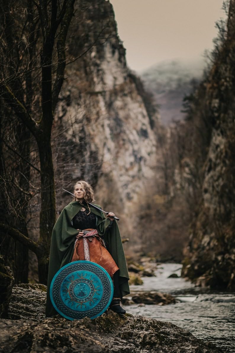Medeival Bouclier rond en bois, 61 cm, bouclier Vikings adulte, équipement médiéval, bouclier viking, bouclier viking, bouclier d'armure viking,