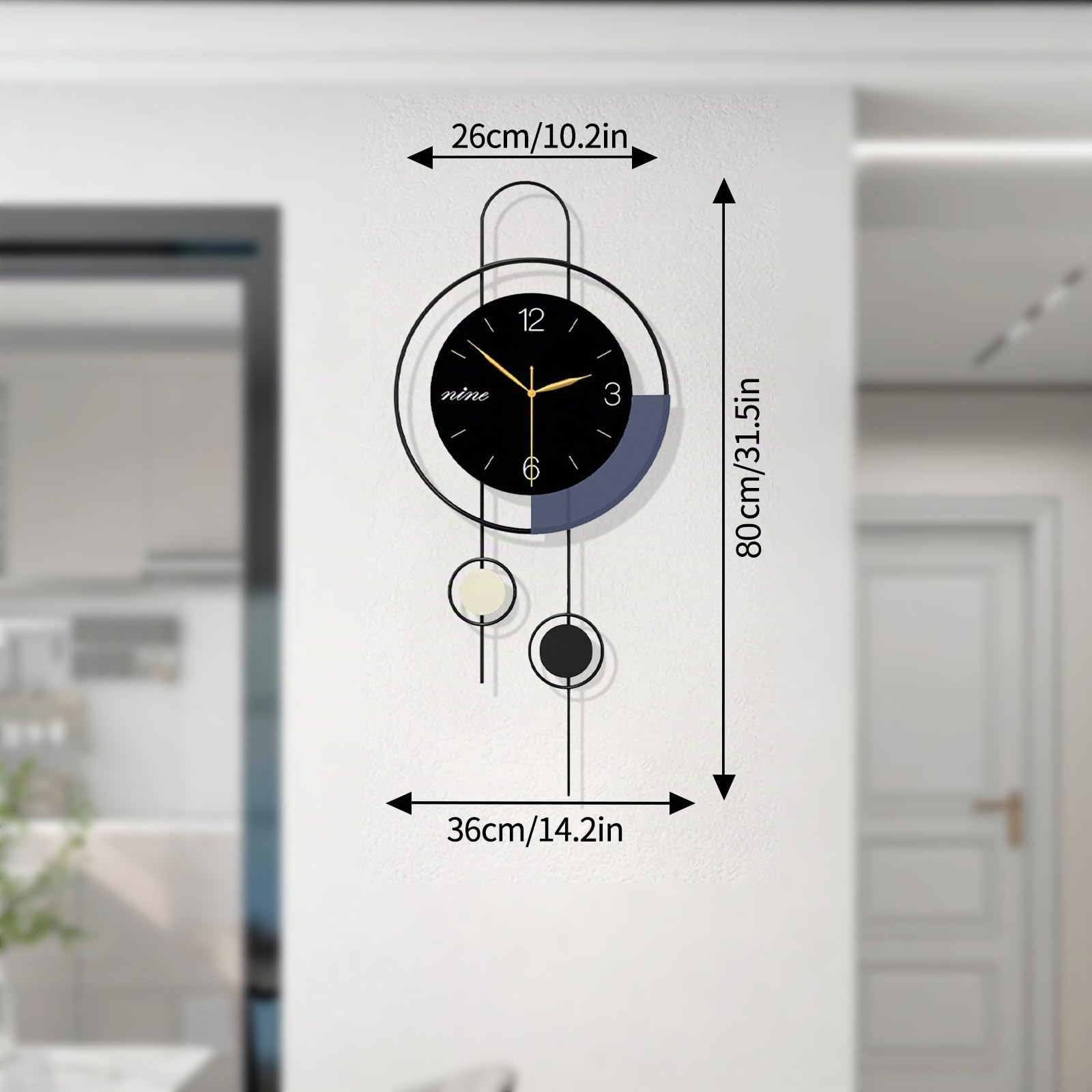 Groß Wanduhr Modern, Minimalistisch Kreativität Wanduhr Wohnzimmer, Holzzifferblatt + Metallrahmen, Ohne Tickgeräusche Dekorative Wanduhren für Zimmer Zuhause Küche Schlafzimmer Büro Schule
