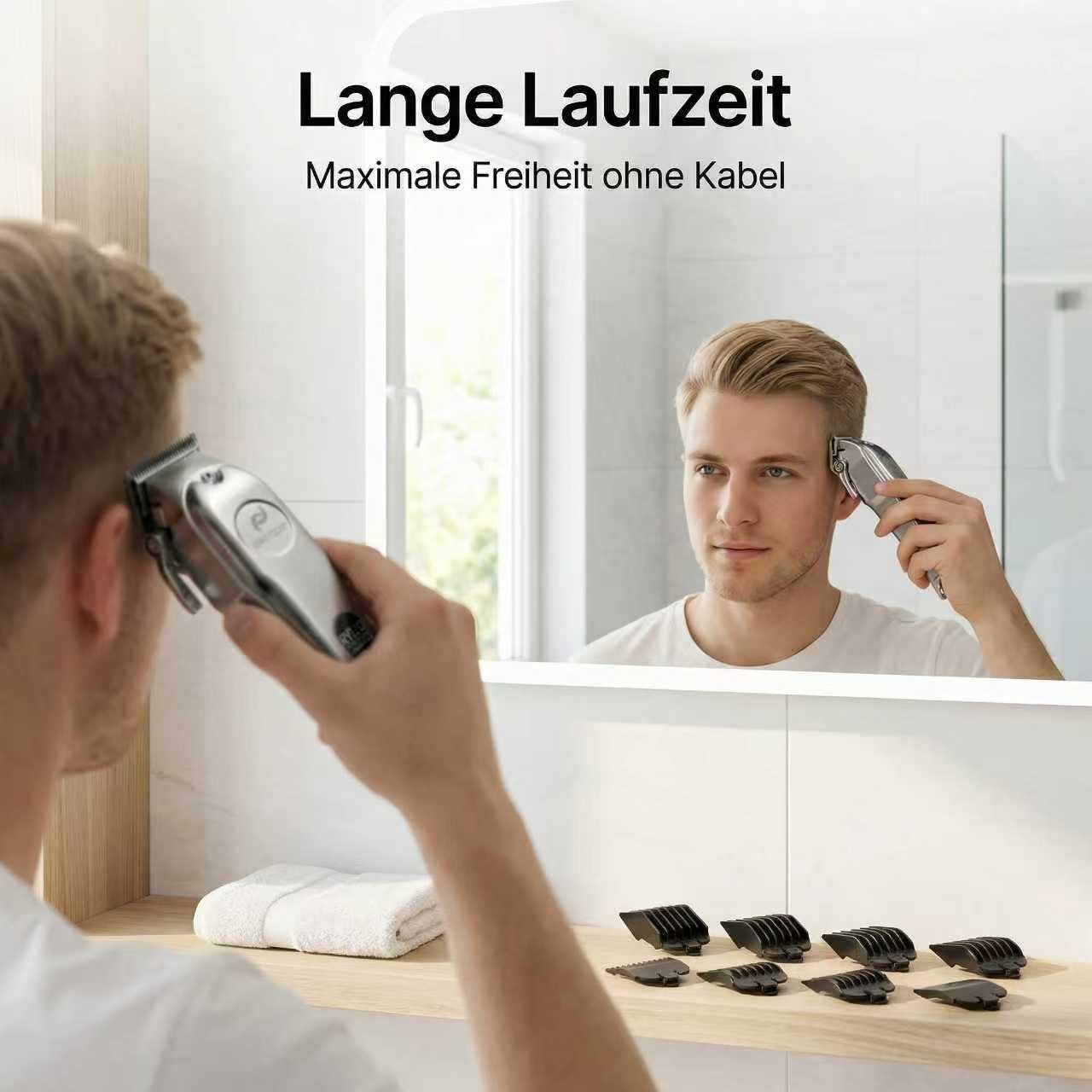 Oryzon ProTrim 2.0 Haarschneider, Trimmer Herren mit LCD-Anzeige und Edelstahlklingen für Präzise Konturen und Übergänge bei Haar und Bart