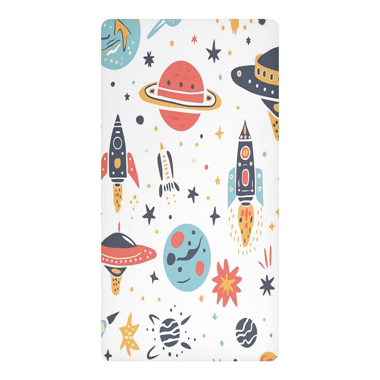 JiangGgen Cartoon Rockets Baby Crib Sheet Soft Breathable for Standard Crib-M