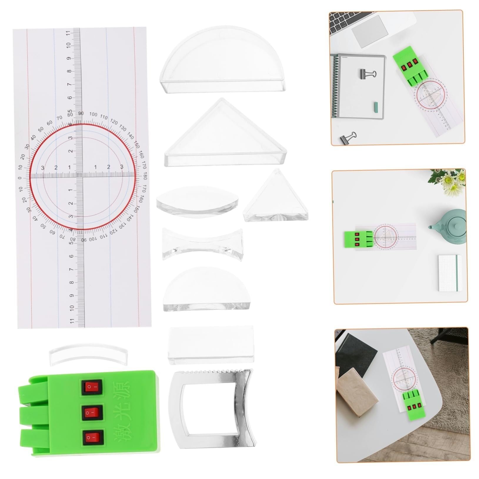 Attrezzatura per esperimenti ottici Kit scientifici ottici Strumenti per esperimenti ottici Kit scientifici per Ottica Prisma Riflettore Esperimenti di Fisica Kit di Ottica Lente c