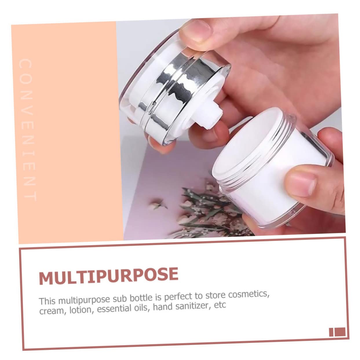 Housoutil Envases Para Crema 6 Frascos De Crema Prensados ​​de Tamaño De Viaje Frascos Con Sin Aire Para El Cuidado De La Piel y Maquillaje Práctico Subbotella Dispensador De Loción Al Vacío Frasco