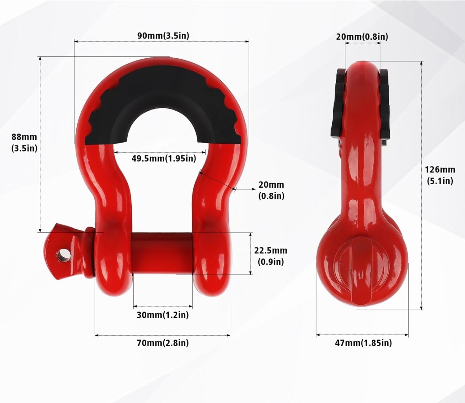 2 Pack Shackles 3/4" D Ring Shackle 45,000lb Break Strength Theft Screws Kits for Tow Strap Winch Truck Vehicle