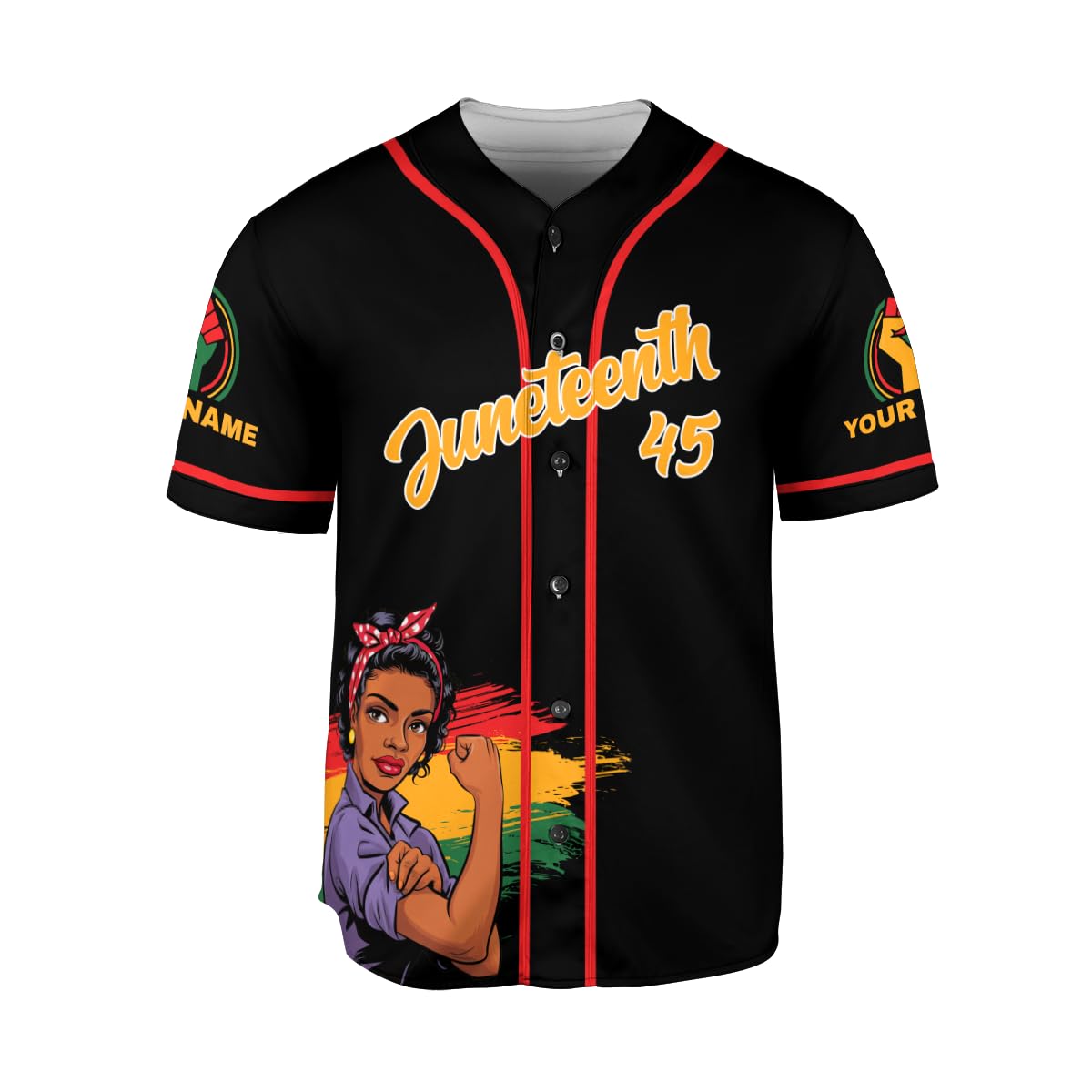 Custom Juneteenth Baseball Jersey Shirt Personalized Juneteenth 1865 Africa Freedom Shirt Black History Month Pride Flag Gift (Polyester Blend, JT 8)