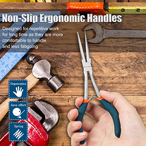 SPEEDWOX 7" Long Reach Needle Nose Pliers With Teeth, Extra Long Nose Mini Precision Wire