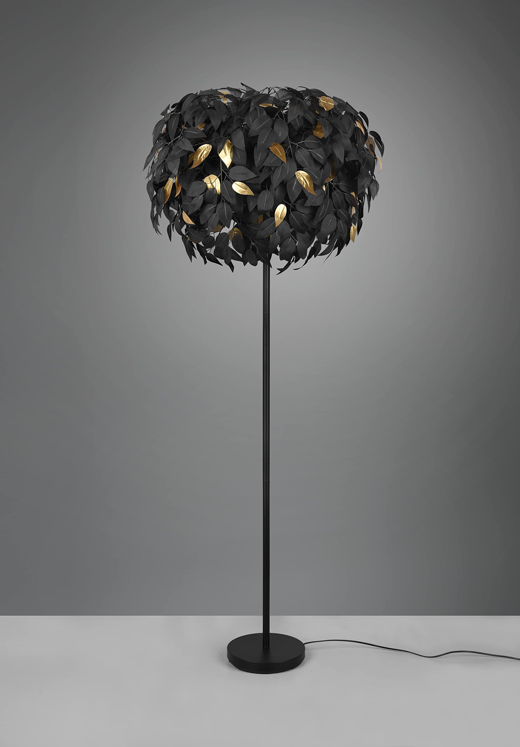 RL LIVE YOUR LIGHT, Lampa podłogowa, Leavy 3xE14, max.28,0 W Plastik, czarny, Korpus: metal, czarny matowy Ø:70,0cm, H:180,0 cm Przełącznik nożny, Model zarejestrowany, IP20, bez oświetlenia