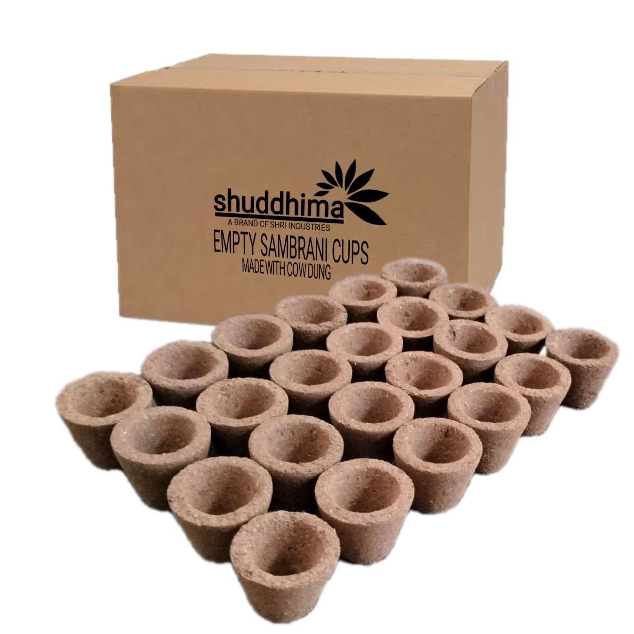 Shuddhima (Empty) Cow Dung Havana Sambrani Dhuni Cups (100 Sambrani Cups)