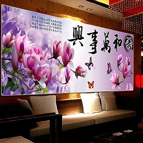 Point de croix fleur pourpre style chinois C0128 - 2