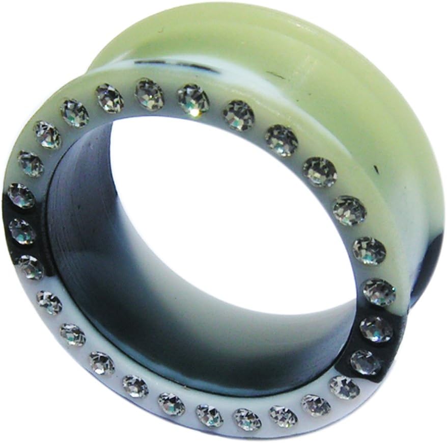 Multi Crystal Stone Color Changing to Green Silicone Ear Plug Tunnel - Sold by Piece