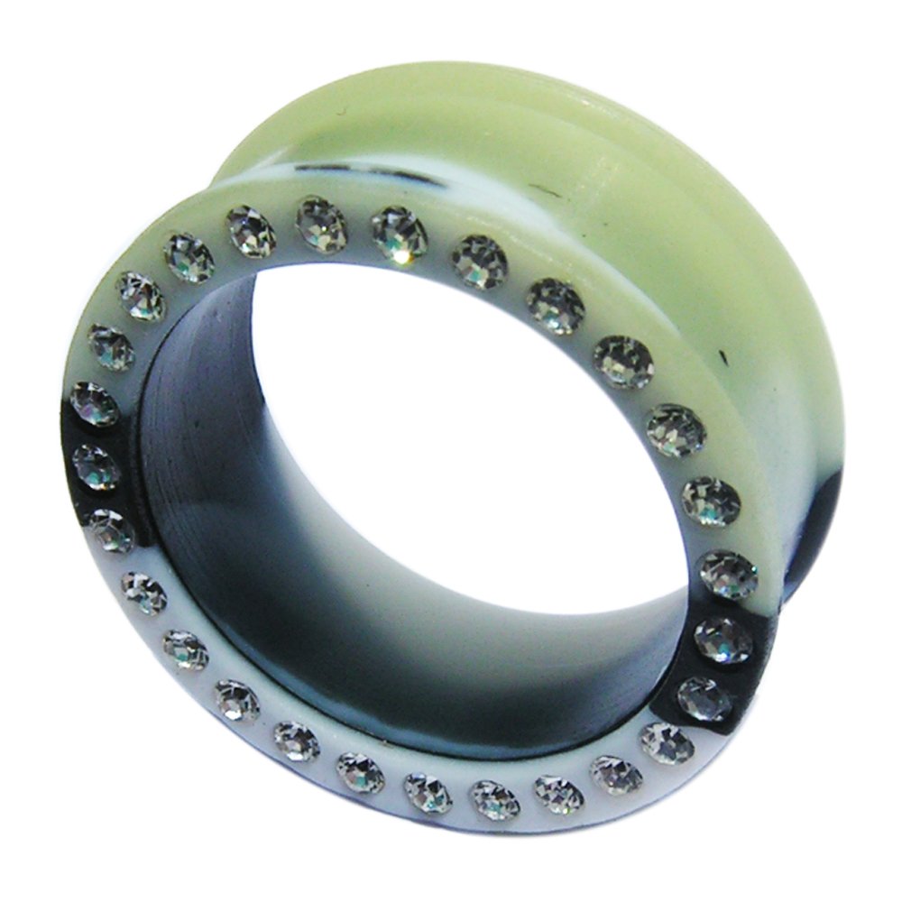 Multi Crystal Stone Color Changing to Green Silicone Ear Plug Tunnel - Sold by Piece